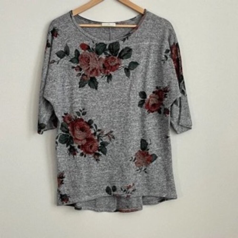 BOBBIE BROOKS | TOP SIZE S GRAY FLORAL